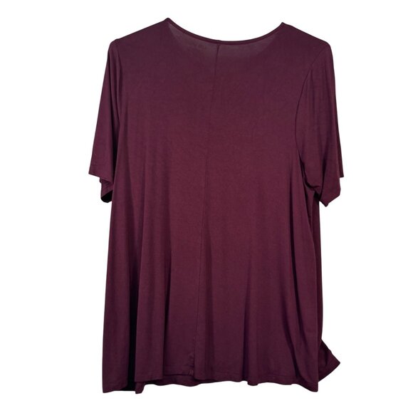 LANE BRYANT Womens Size 18/20 Burgundy Tie Neck Short Sleeve Top - Picture 4 of 4